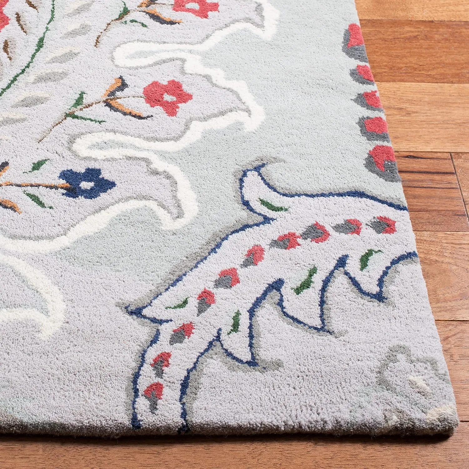 SAFAVIEH Bella Collection Area Rug - 9' x 12', Grey & Red, Handmade Boho Wool, Ideal for High Traffic Areas in Living Room, Bedroom (BEL118F)
