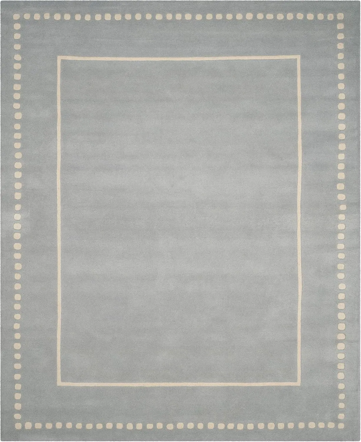 SAFAVIEH Bella Collection Area Rug - 9' x 12', Light Blue & Ivory, Handmade Dotted Border Wool, Ideal for High Traffic Areas in Living Room, Bedroom (BEL151A)