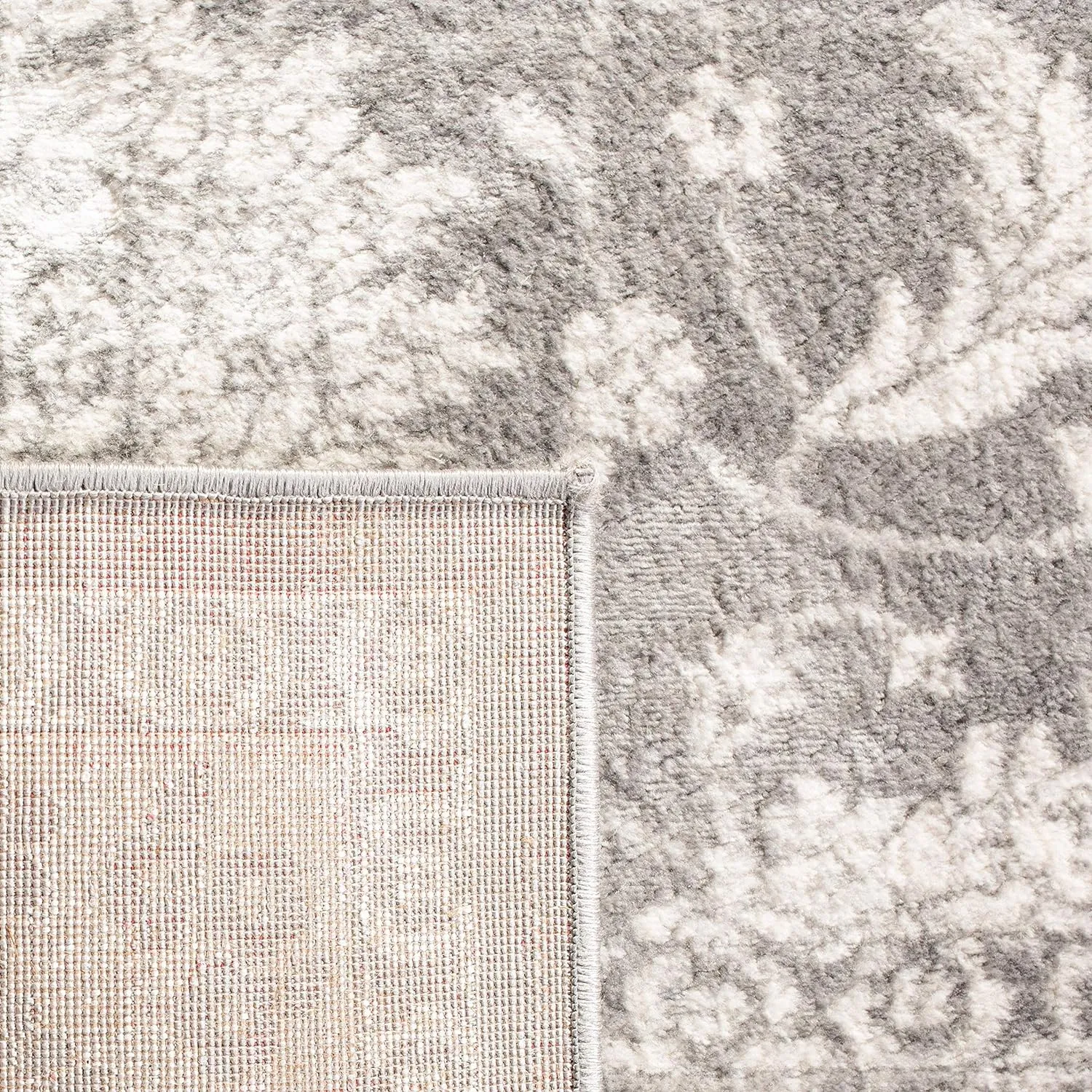 SAFAVIEH Brentwood Collection 5' Square Cream/Grey BNT844B Traditional Oriental Non-Shedding Living Room Bedroom Area Rug