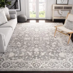 SAFAVIEH Brentwood Collection 5' Square Cream/Grey BNT844B Traditional Oriental Non-Shedding Living Room Bedroom Area Rug