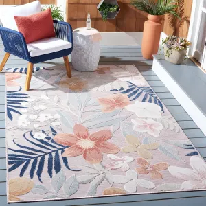 SAFAVIEH Cabana Collection Area Rug - 9' x 12', Pink & Grey, Floral Tropical Design, Non-Shedding & Easy Care, Indoor/Outdoor & Washable-Ideal for Patio, Backyard, Mudroom (CBN454F)