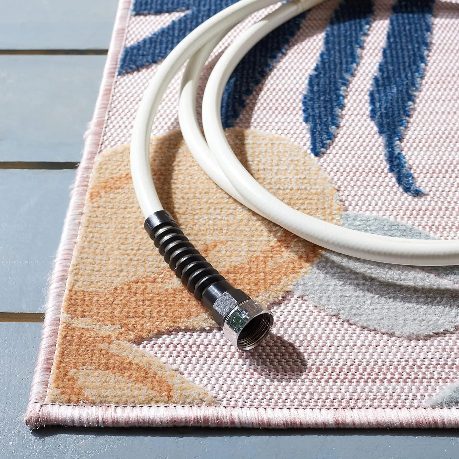 SAFAVIEH Cabana Collection Area Rug - 9' x 12', Pink & Grey, Floral Tropical Design, Non-Shedding & Easy Care, Indoor/Outdoor & Washable-Ideal for Patio, Backyard, Mudroom (CBN454F)