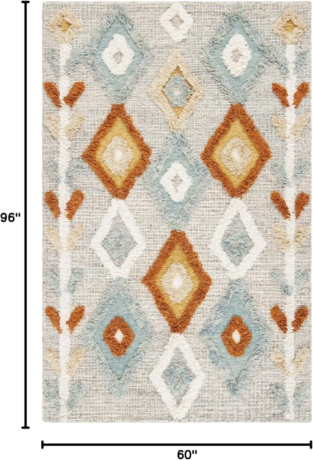 SAFAVIEH Kenya Collection Area Rug - 5' x 8', Grey & Blue, Handmade Moroccan Boho Tribal Wool, Ideal for High Traffic Areas in Living Room, Bedroom (KNY665F)