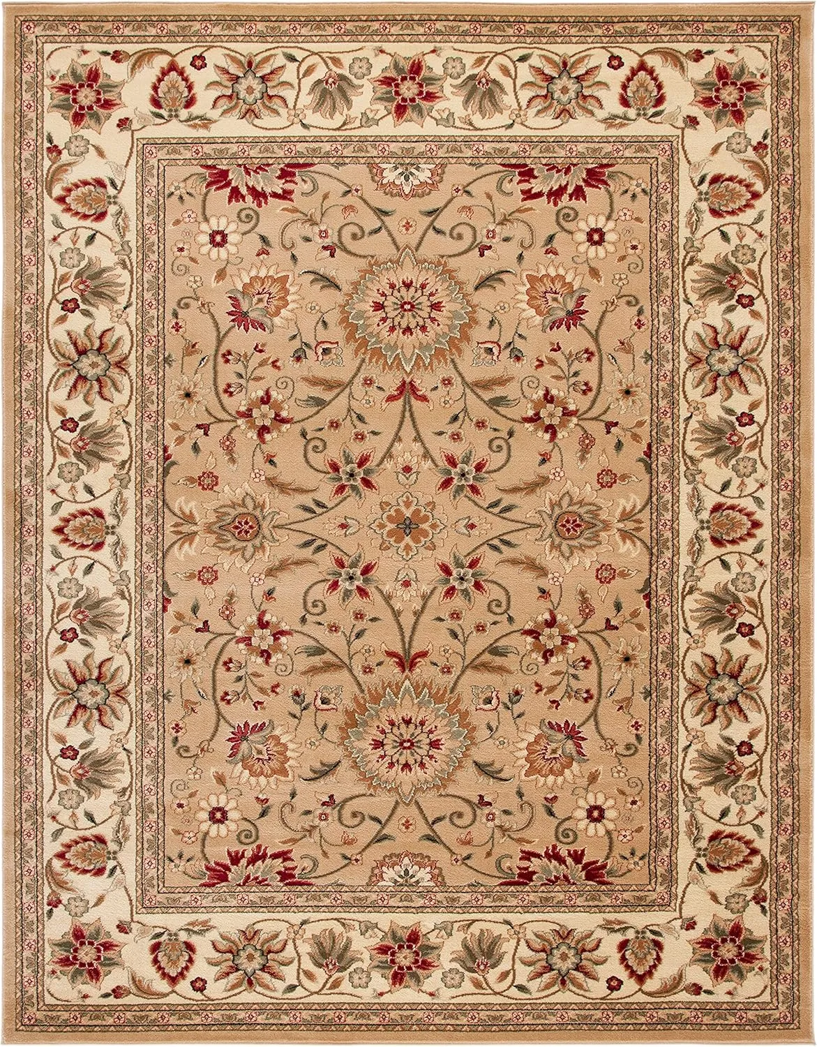 SAFAVIEH Lyndhurst Collection Area Rug - 8' x 10', Beige & Ivory, Traditional Oriental Design, Non-Shedding & Easy Care, Ideal for High Traffic Areas in Living Room, Bedroom (LNH212D)