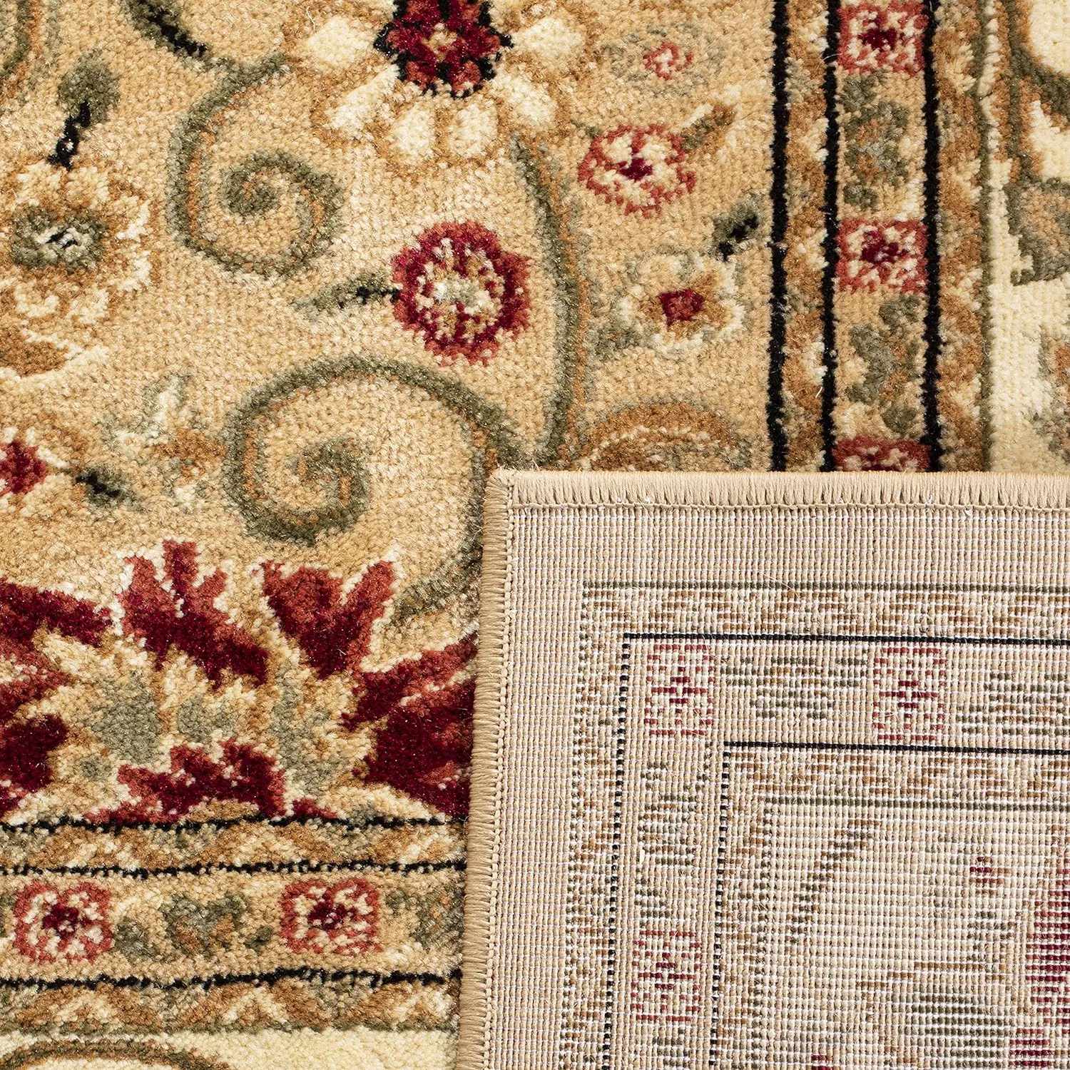 SAFAVIEH Lyndhurst Collection Area Rug - 8' x 10', Beige & Ivory, Traditional Oriental Design, Non-Shedding & Easy Care, Ideal for High Traffic Areas in Living Room, Bedroom (LNH212D)
