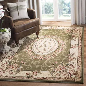SAFAVIEH Lyndhurst Collection Area Rug - 9' x 12', Sage & Ivory, Traditional European Medallion Design, Non-Shedding & Easy Care, Ideal for High Traffic Areas in Living Room, Bedroom (LNH328B)
