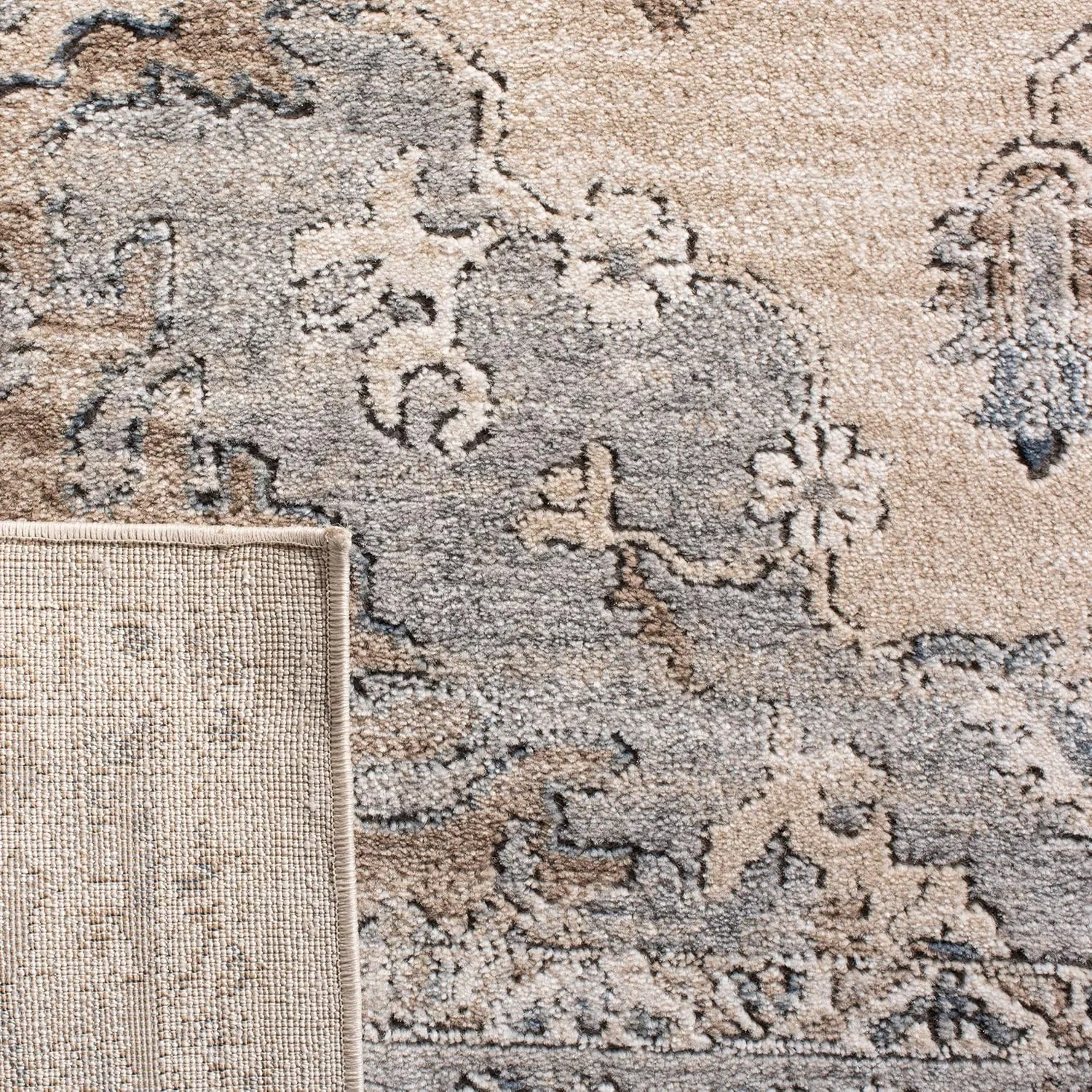 SAFAVIEH Oregon Collection Area Rug - 5'1" x 7'6", Beige & Grey, Oriental Distressed Design, Non-Shedding & Easy Care, Ideal for High Traffic Areas in Living Room, Bedroom (ORE898B)
