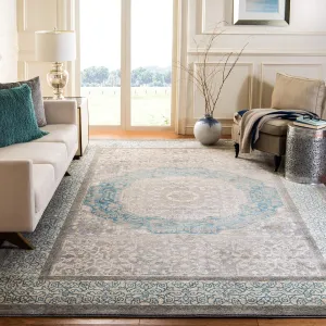 SAFAVIEH Sofia Collection 9' Square Light Grey/Beige SOF365A Vintage Oriental Distressed Non-Shedding Living Room Bedroom Dining Home Office Area Rug