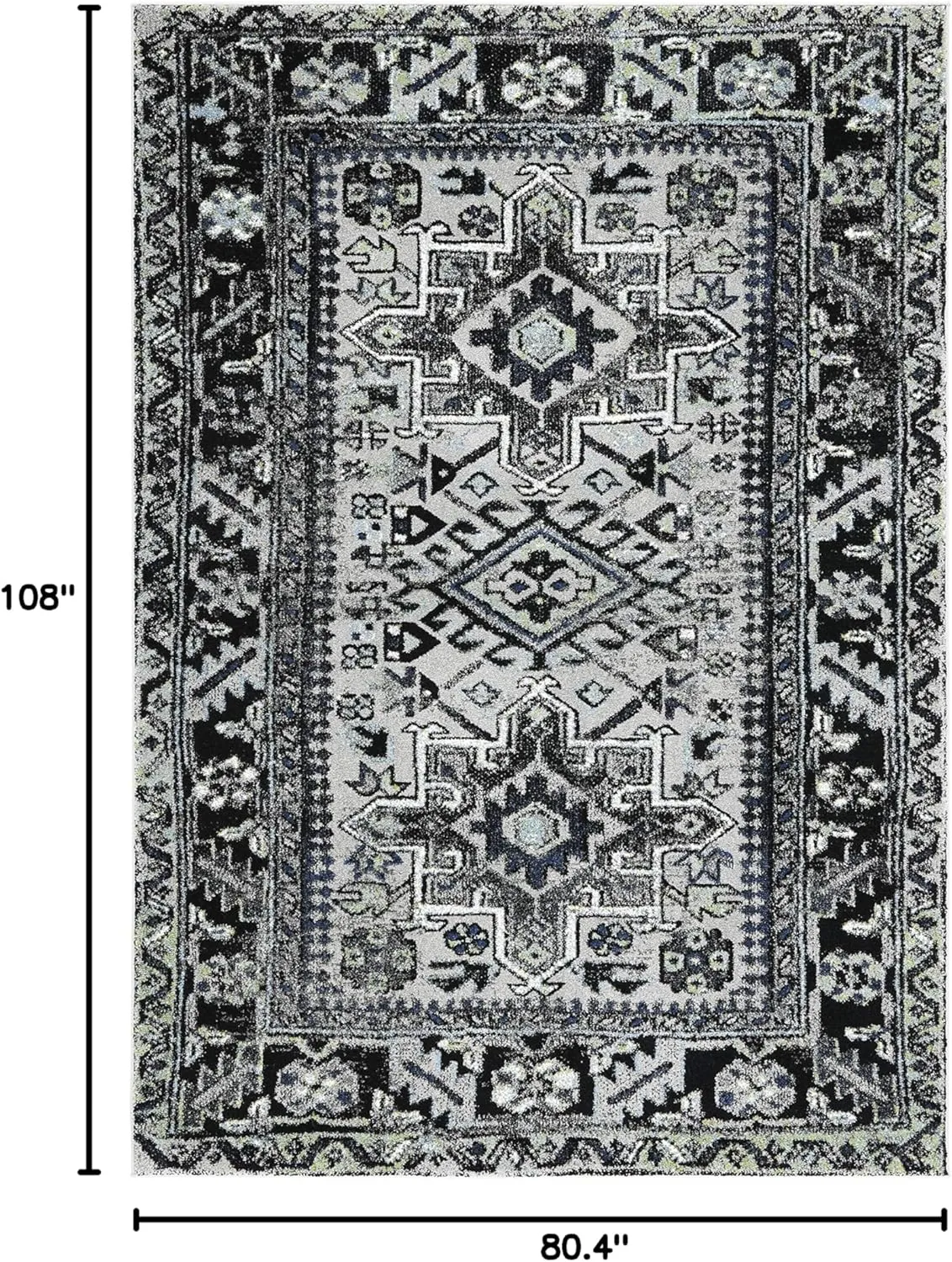 SAFAVIEH Vintage Hamadan Collection Area Rug - 6'7" x 9', Light Grey & Dark Grey, Traditional Oriental Design, Non-Shedding & Easy Care, Ideal for High Traffic Areas in Living Room, Bedroom (VTH211F)
