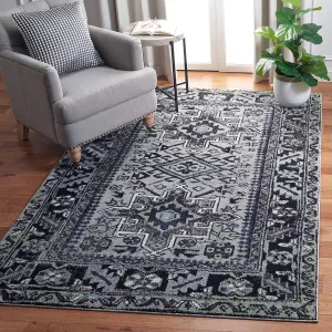 SAFAVIEH Vintage Hamadan Collection Area Rug - 6'7" x 9', Light Grey & Dark Grey, Traditional Oriental Design, Non-Shedding & Easy Care, Ideal for High Traffic Areas in Living Room, Bedroom (VTH211F)
