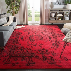 SAFAVIEH Area Rug 8x10 - Adirondack Collection - Large - Red & Black, Oriental Distressed Design, Non-Shedding & Easy Cleaning, Ideal for Living Room, Bedroom, Office, Dining Space (ADR101F)