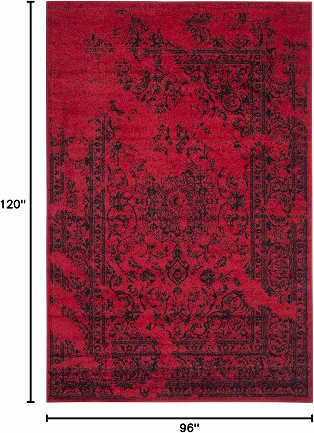 SAFAVIEH Area Rug 8x10 - Adirondack Collection - Large - Red & Black, Oriental Distressed Design, Non-Shedding & Easy Cleaning, Ideal for Living Room, Bedroom, Office, Dining Space (ADR101F)