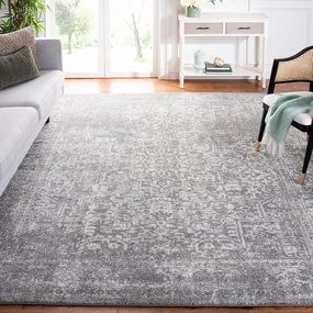 SAFAVIEH Area Rug 8x10 - Evoke Collection - Large - Silver & Ivory, Oriental Distressed Design, Non-Shedding & Easy Cleaning, Ideal for Living Room, Bedroom, Office, Dining Space (EVK256S)