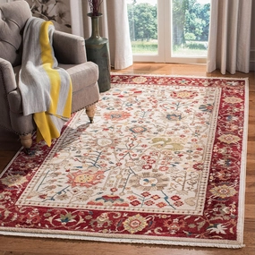 SAFAVIEH Area Rug 8x10 - Kashan Collection - Large - Ivory & Red, Traditional Oriental Design, Non-Shedding & Easy Cleaning, Ideal for Living Room, Bedroom, Office, Dining Space (KSN303D)