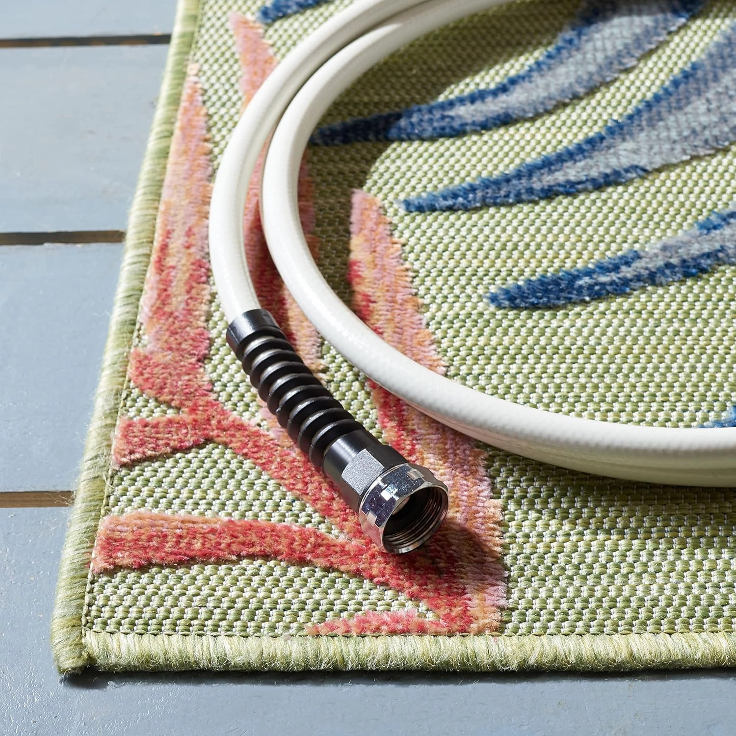 SAFAVIEH Area Rug 8x10 - Outdoor Cabana Collection - Large - Grey & Rust, Botanical Design, Weather Resistant & Washable, Ideal for Patio, Backyard, Mudroom, Deck, Dining Space (CBN458F)