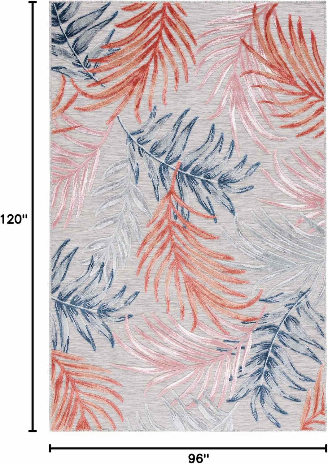 SAFAVIEH Area Rug 8x10 - Outdoor Cabana Collection - Large - Grey & Rust, Botanical Design, Weather Resistant & Washable, Ideal for Patio, Backyard, Mudroom, Deck, Dining Space (CBN458F)