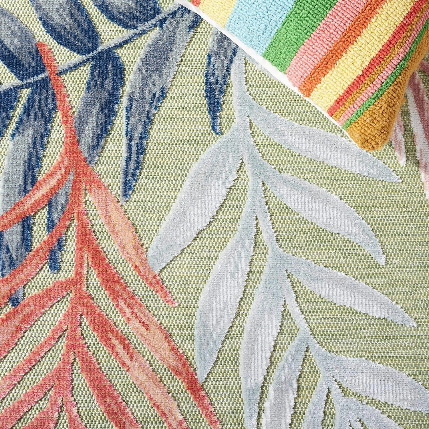 SAFAVIEH Area Rug 8x10 - Outdoor Cabana Collection - Large - Grey & Rust, Botanical Design, Weather Resistant & Washable, Ideal for Patio, Backyard, Mudroom, Deck, Dining Space (CBN458F)