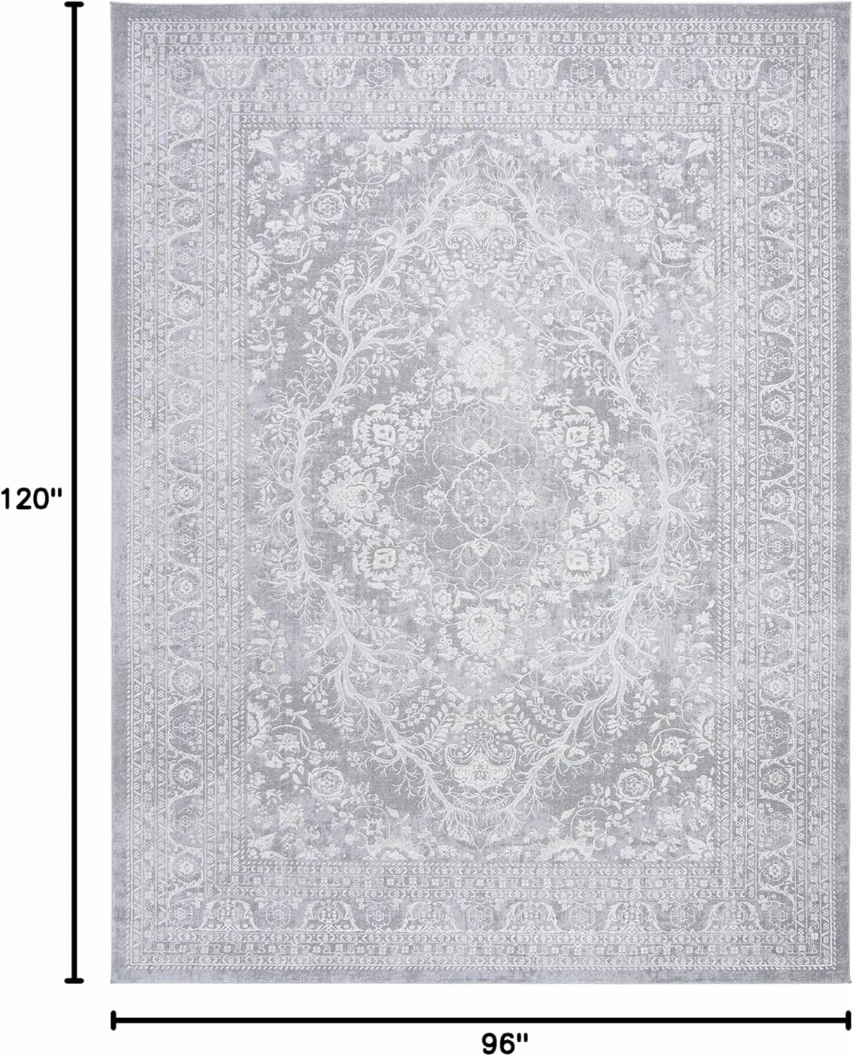 SAFAVIEH Area Rug 8x10 - Reflection Collection - Large - Light Grey & Cream, Non-Shedding & Easy Cleaning, Ideal for Living Room, Bedroom, Office, Dining Space (RFT668G)