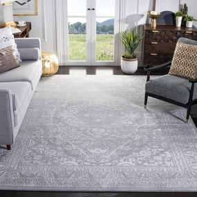 SAFAVIEH Area Rug 8x10 - Reflection Collection - Large - Light Grey & Cream, Non-Shedding & Easy Cleaning, Ideal for Living Room, Bedroom, Office, Dining Space (RFT668G)
