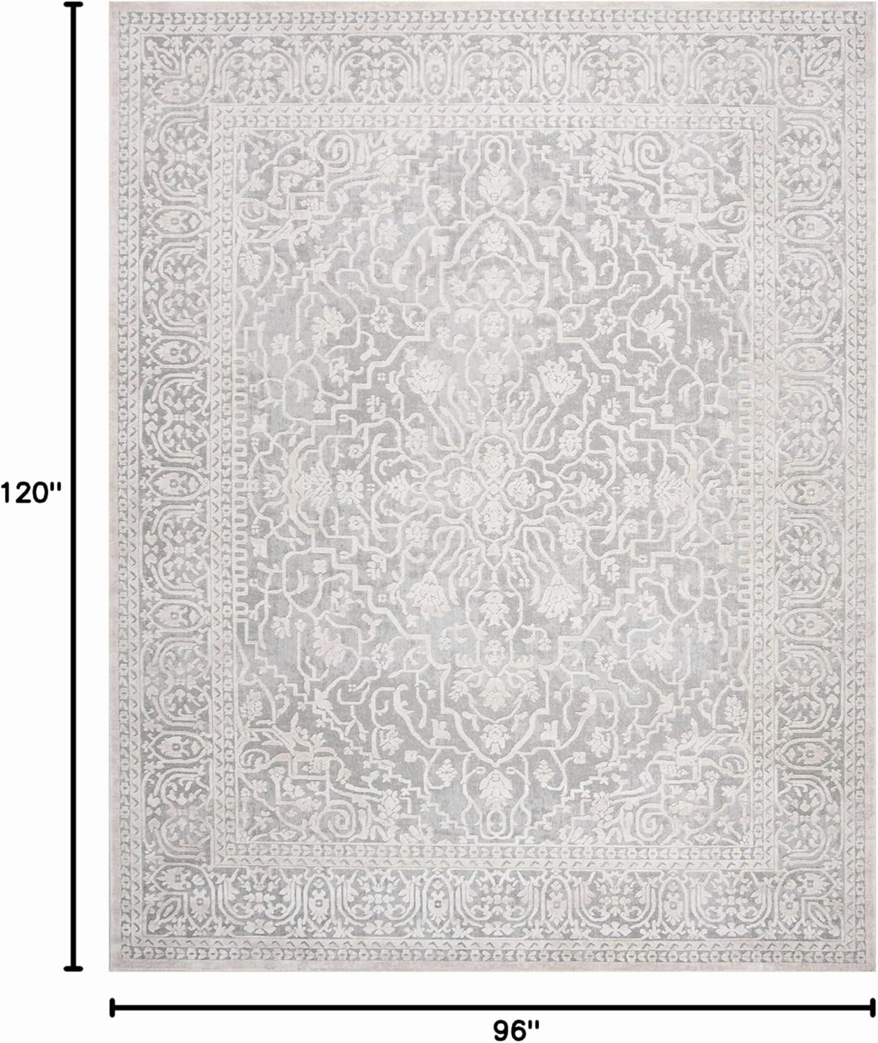 SAFAVIEH Area Rug 8x10 - Reflection Collection - Large - Light Grey & Cream, Non-Shedding & Easy Cleaning, Ideal for Living Room, Bedroom, Office, Dining Space (RFT670C)