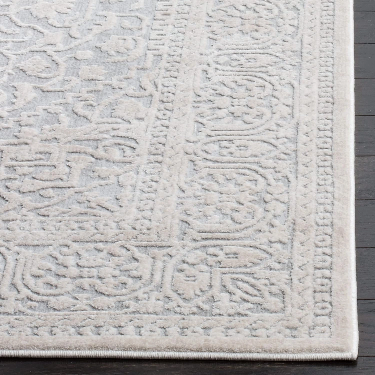 SAFAVIEH Area Rug 8x10 - Reflection Collection - Large - Light Grey & Cream, Non-Shedding & Easy Cleaning, Ideal for Living Room, Bedroom, Office, Dining Space (RFT670C)
