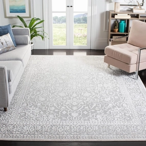 SAFAVIEH Area Rug 8x10 - Reflection Collection - Large - Light Grey & Cream, Non-Shedding & Easy Cleaning, Ideal for Living Room, Bedroom, Office, Dining Space (RFT670C)
