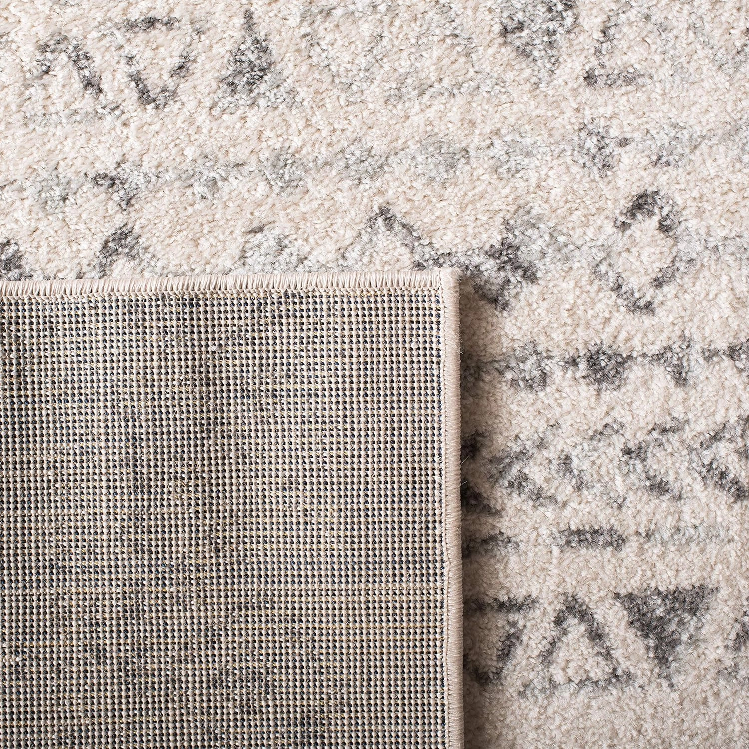 SAFAVIEH Area Rug 8x10 - Tulum Collection - Large - Ivory & Grey, Moroccan Boho Distressed Design, Non-Shedding & Easy Cleaning, Ideal for Living Room, Bedroom, Office, Dining Space (TUL268A)