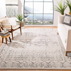 SAFAVIEH Area Rug 8x10 - Tulum Collection - Large - Ivory & Grey, Moroccan Boho Distressed Design, Non-Shedding & Easy Cleaning, Ideal for Living Room, Bedroom, Office, Dining Space (TUL268A)