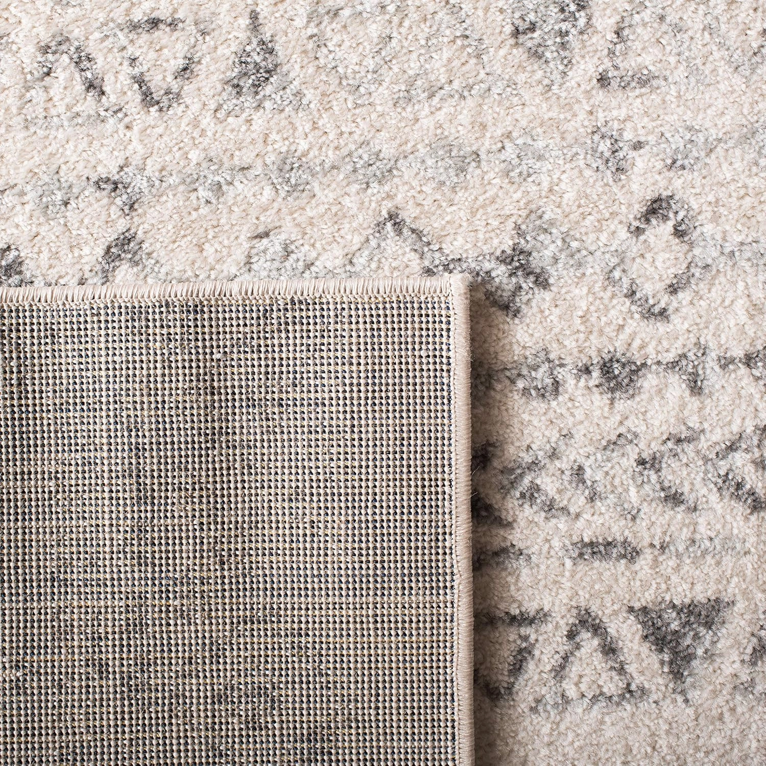 SAFAVIEH Area Rug 8x10 - Tulum Collection - Large - Ivory & Grey, Moroccan Boho Distressed Design, Non-Shedding & Easy Cleaning, Ideal for Living Room, Bedroom, Office, Dining Space (TUL268A)