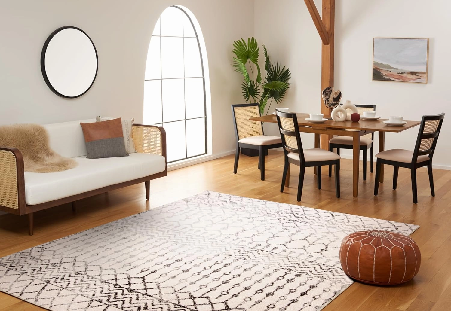 SAFAVIEH Area Rug 8x10 - Tulum Collection - Large - Ivory & Grey, Moroccan Boho Distressed Design, Non-Shedding & Easy Cleaning, Ideal for Living Room, Bedroom, Office, Dining Space (TUL270A)