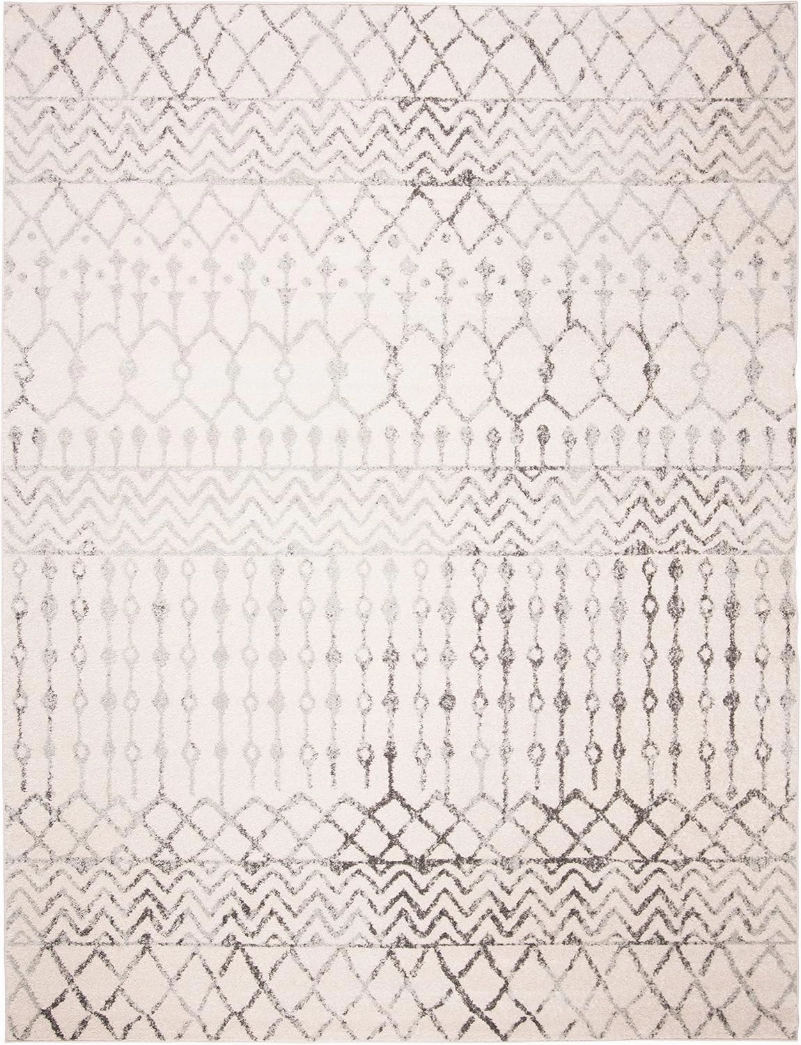 SAFAVIEH Area Rug 8x10 - Tulum Collection - Large - Ivory & Grey, Moroccan Boho Distressed Design, Non-Shedding & Easy Cleaning, Ideal for Living Room, Bedroom, Office, Dining Space (TUL270A)