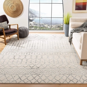 SAFAVIEH Area Rug 8x10 - Tulum Collection - Large - Ivory & Grey, Moroccan Boho Distressed Design, Non-Shedding & Easy Cleaning, Ideal for Living Room, Bedroom, Office, Dining Space (TUL270A)