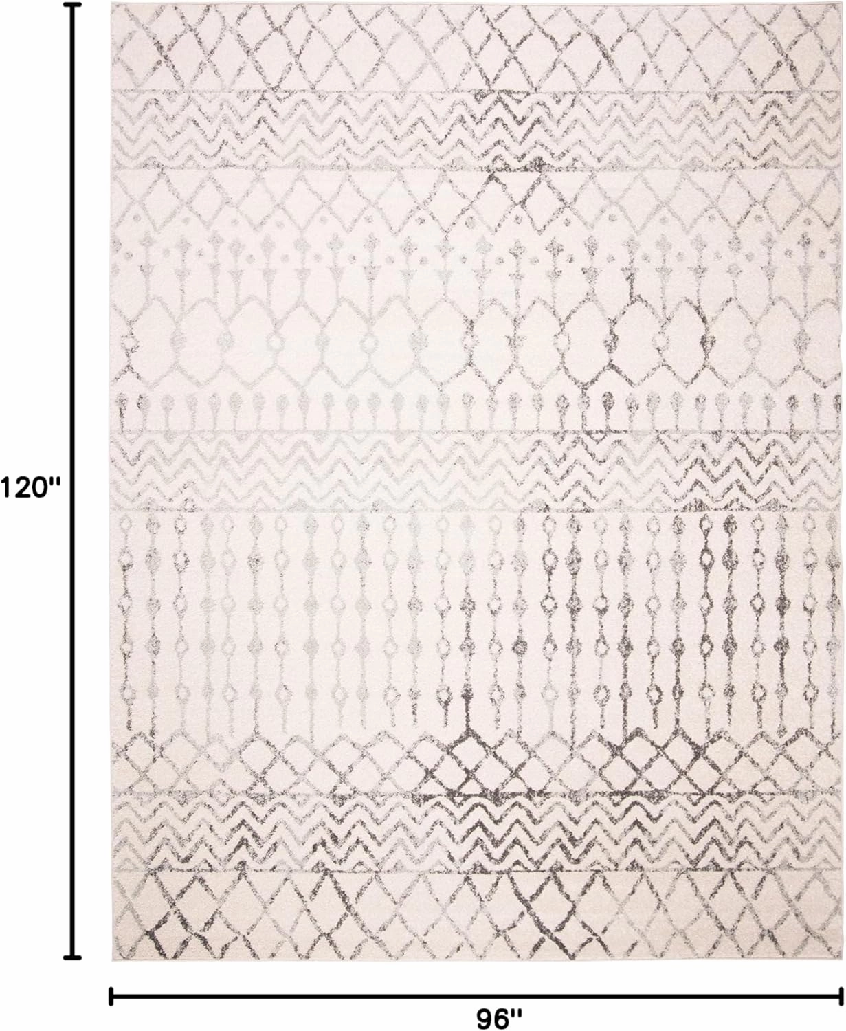 SAFAVIEH Area Rug 8x10 - Tulum Collection - Large - Ivory & Grey, Moroccan Boho Distressed Design, Non-Shedding & Easy Cleaning, Ideal for Living Room, Bedroom, Office, Dining Space (TUL270A)