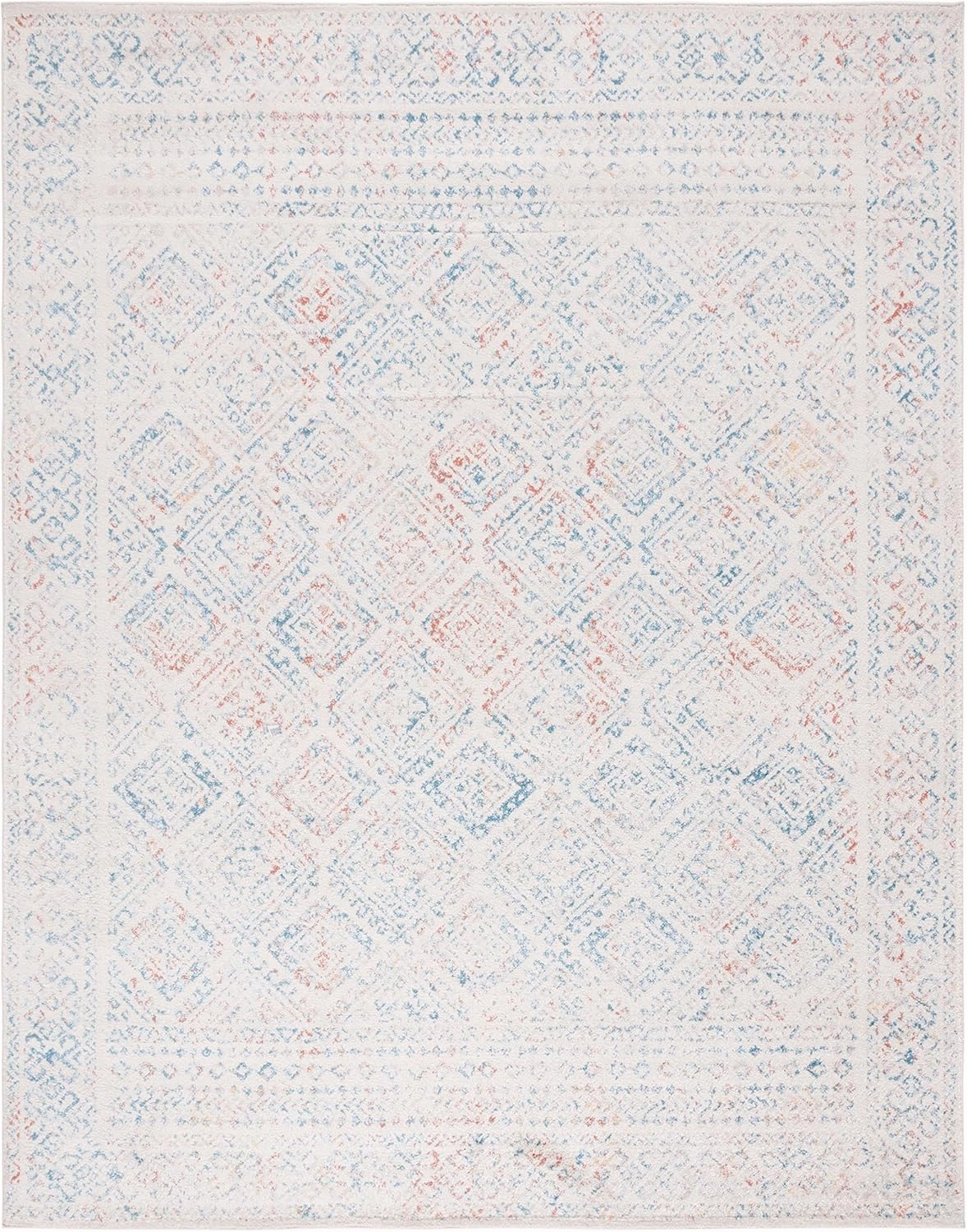 SAFAVIEH Area Rug 8x10 - Tulum Collection - Large - Ivory & Terracotta, Moroccan Boho Distressed Design, Non-Shedding & Easy Cleaning, Ideal for Living Room, Bedroom, Office, Dining Space (TUL264C)