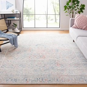 SAFAVIEH Area Rug 8x10 - Tulum Collection - Large - Ivory & Terracotta, Moroccan Boho Distressed Design, Non-Shedding & Easy Cleaning, Ideal for Living Room, Bedroom, Office, Dining Space (TUL264C)