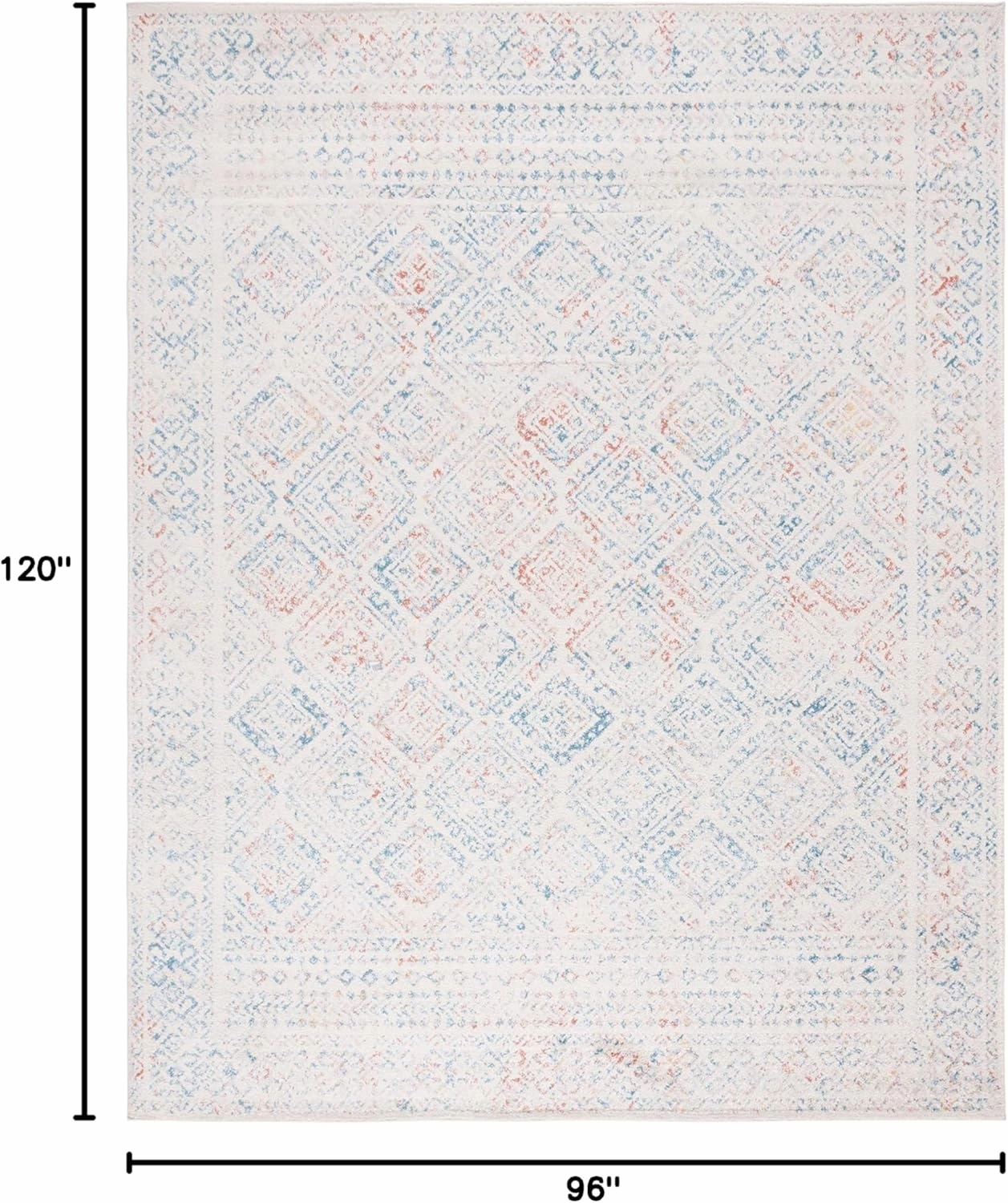 SAFAVIEH Area Rug 8x10 - Tulum Collection - Large - Ivory & Terracotta, Moroccan Boho Distressed Design, Non-Shedding & Easy Cleaning, Ideal for Living Room, Bedroom, Office, Dining Space (TUL264C)