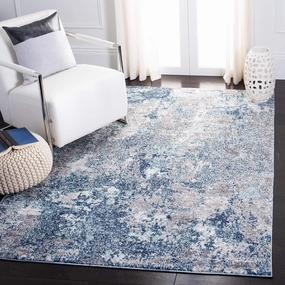 SAFAVIEH Aston Collection Area Rug - 6' x 9', Navy & Grey, Modern Abstract Design, Non-Shedding & Easy Care, Ideal for High Traffic Areas in Living Room, Bedroom (ASN710N)