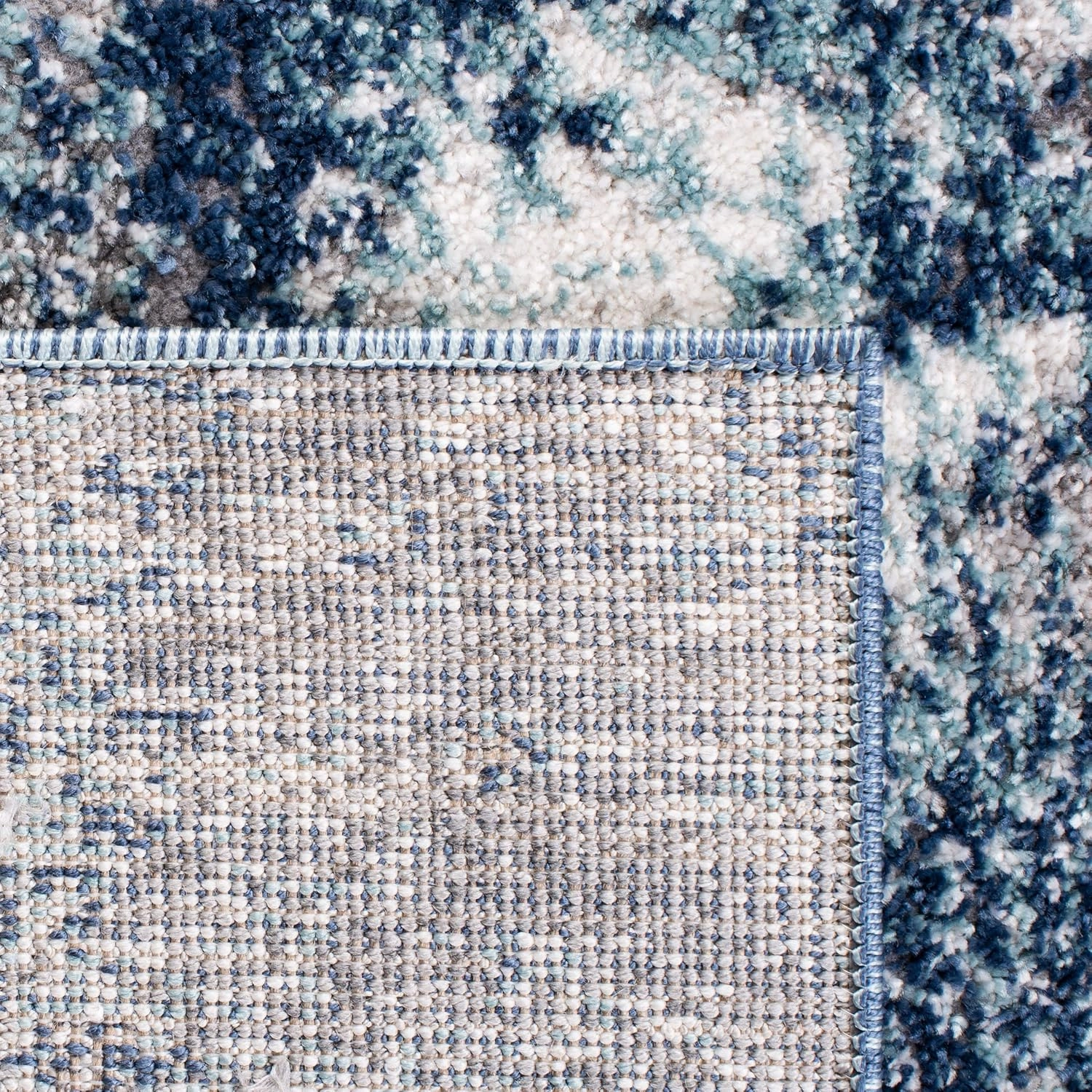 SAFAVIEH Aston Collection Area Rug - 6' x 9', Navy & Grey, Modern Abstract Design, Non-Shedding & Easy Care, Ideal for High Traffic Areas in Living Room, Bedroom (ASN710N)