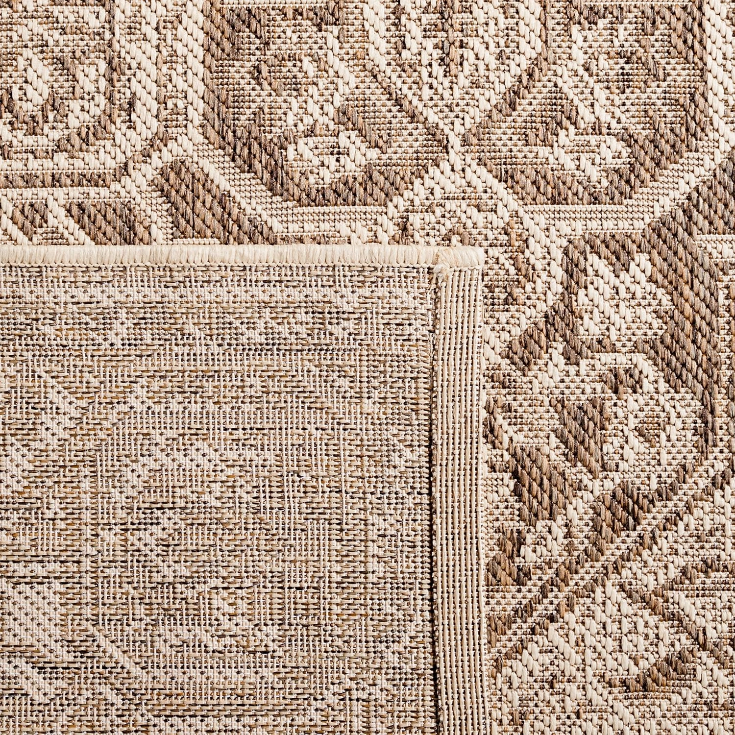 SAFAVIEH Beach House Collection 6'7" Square Beige/Cream BHS138B Indoor/ Outdoor Non-Shedding Easy Cleaning Patio Backyard Porch Deck Mudroom Area Rug