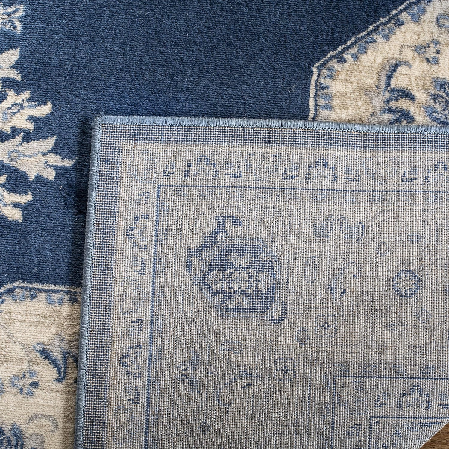 SAFAVIEH Brentwood Collection 2' x 6' Navy / Cream BNT865N Medallion Distressed Non-Shedding Living Room Entryway Foyer Hallway Bedroom Runner Rug