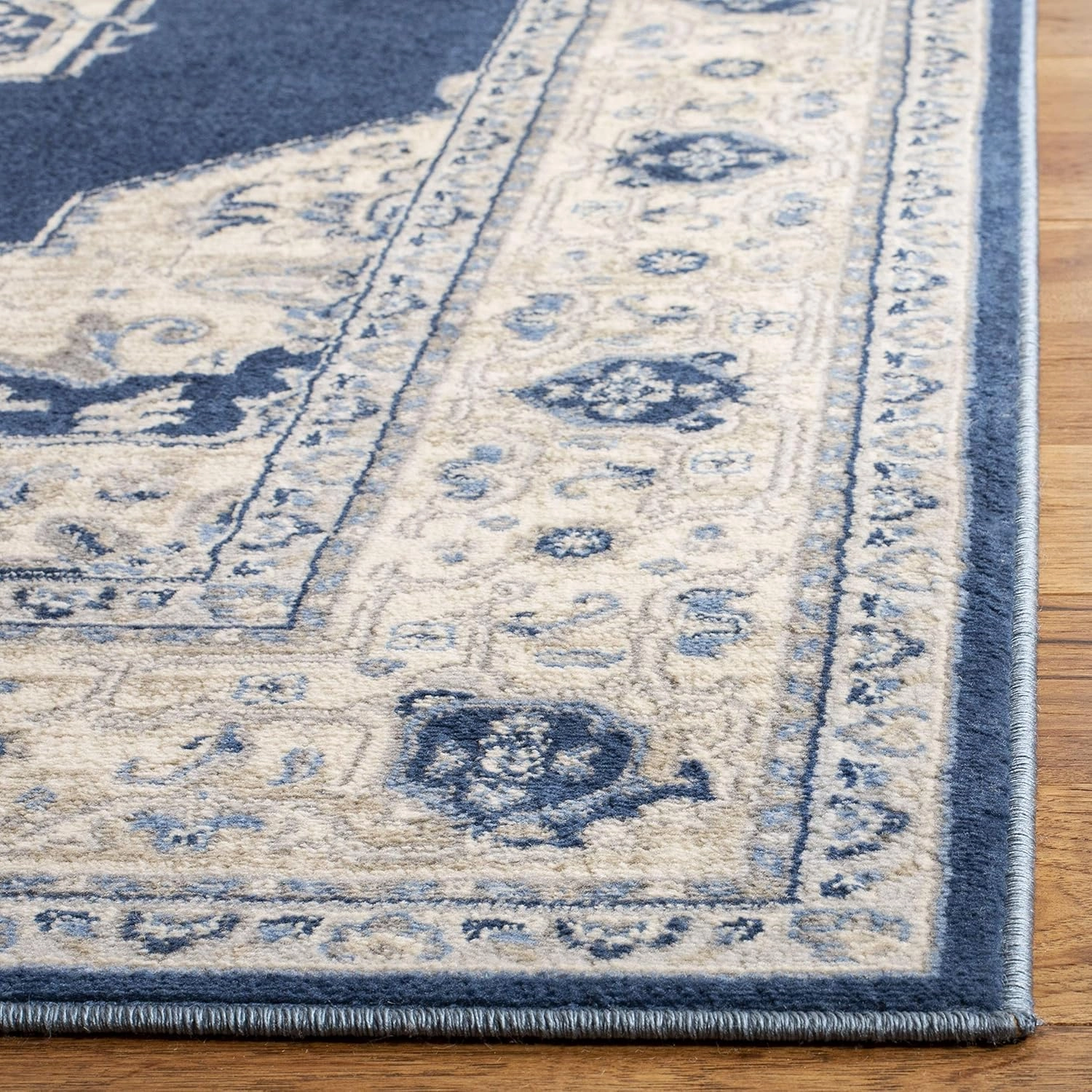 SAFAVIEH Brentwood Collection 2' x 6' Navy / Cream BNT865N Medallion Distressed Non-Shedding Living Room Entryway Foyer Hallway Bedroom Runner Rug