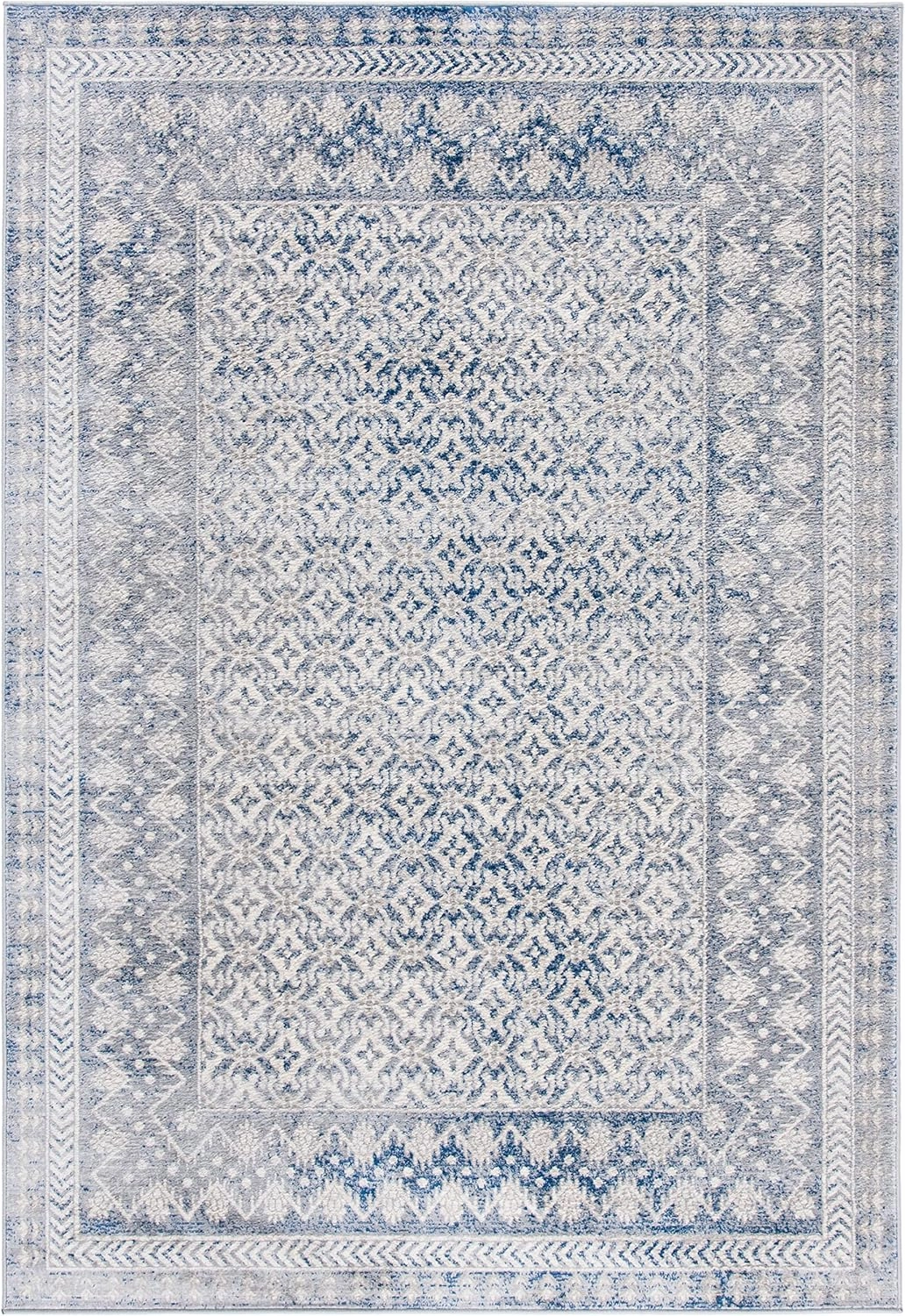 SAFAVIEH Brentwood Collection 8' x 10' Ivory / Light Grey BNT899C Traditional Oriental Distressed Non-Shedding Living Room Bedroom Dining Home Office Area Rug