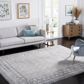 SAFAVIEH Brentwood Collection 8' x 10' Ivory / Light Grey BNT899C Traditional Oriental Distressed Non-Shedding Living Room Bedroom Dining Home Office Area Rug