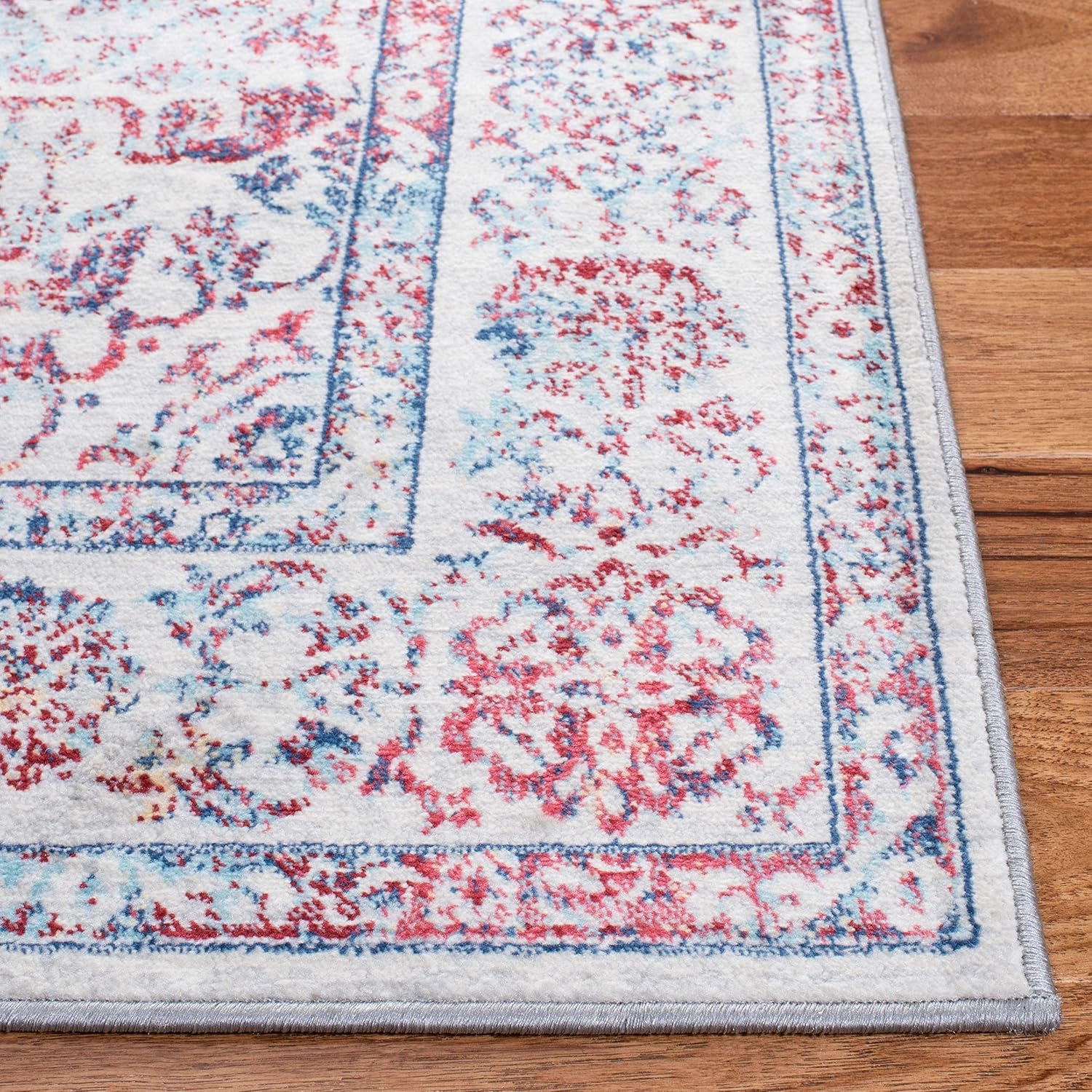 SAFAVIEH Brentwood Collection 8' x 10' Ivory/Blue BNT832B Medallion Distressed Non-Shedding Living Room Bedroom Dining Home Office Area Rug