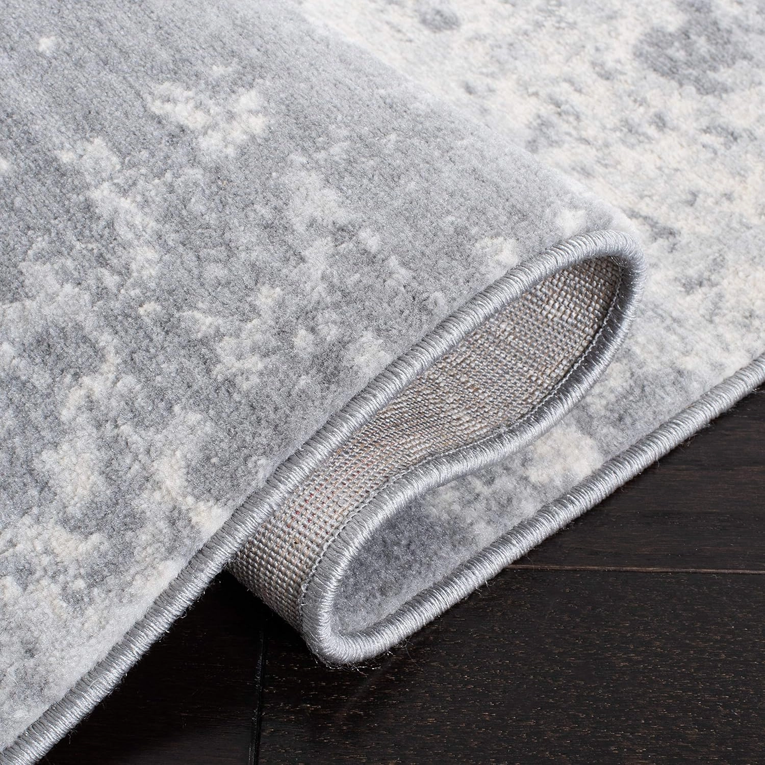 SAFAVIEH Brentwood Collection 9' Square Grey/Ivory BNT822H Modern Abstract Non-Shedding Living Room Bedroom Area Rug