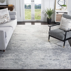 SAFAVIEH Brentwood Collection 9' Square Grey/Ivory BNT822H Modern Abstract Non-Shedding Living Room Bedroom Area Rug