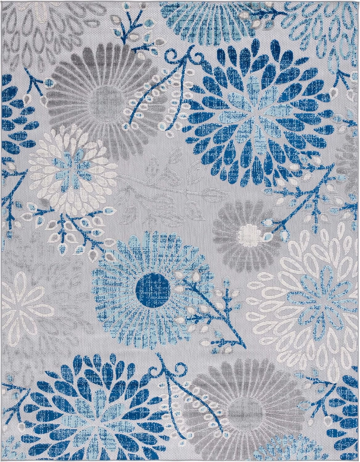 SAFAVIEH Cabana Collection 6' x 9' Grey/Blue CBN832F Floral Indoor/ Outdoor Non-Shedding Easy Cleaning Patio Backyard Deck Porch Mudroom Area Rug