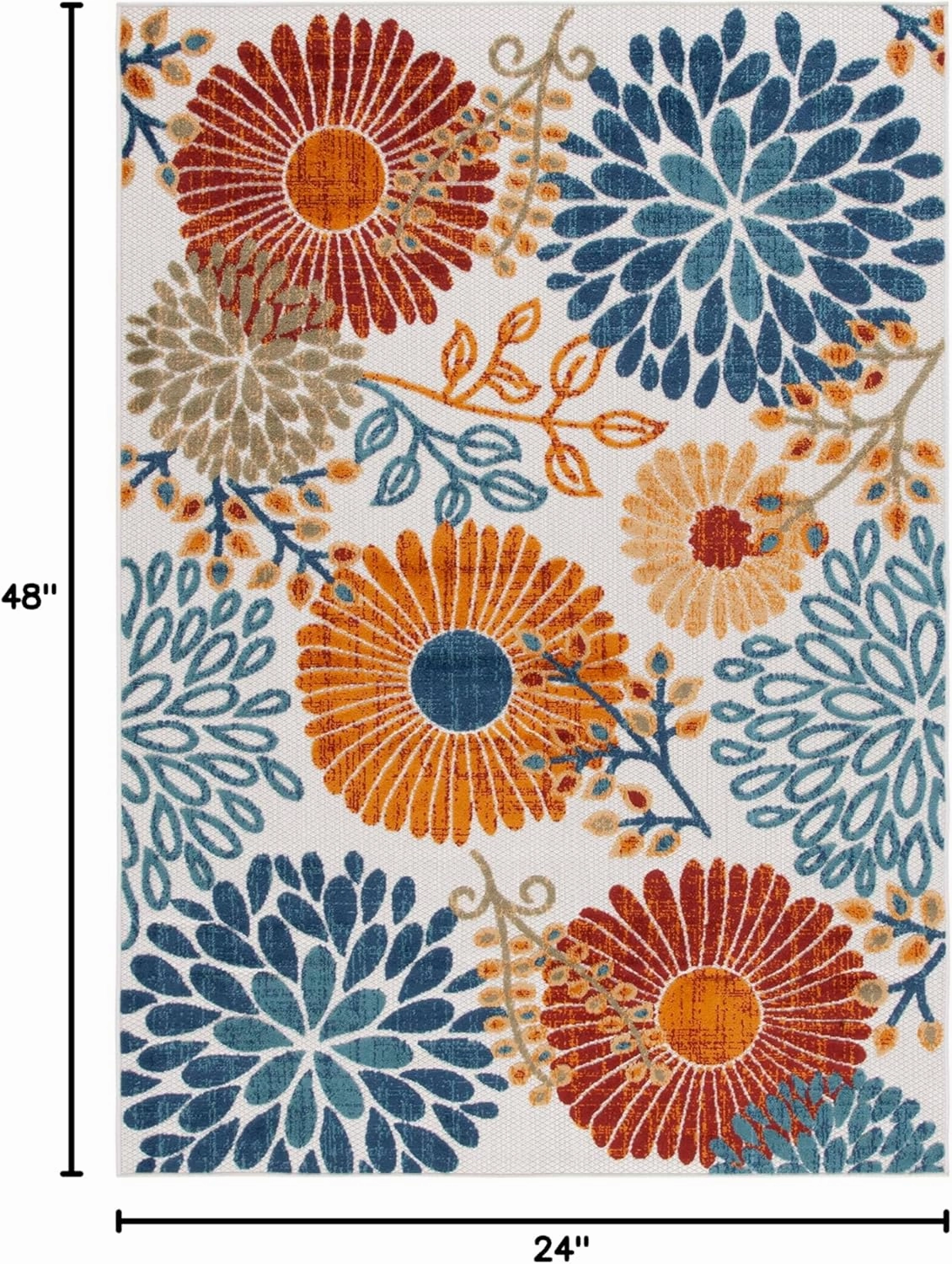 SAFAVIEH Cabana Collection Accent Rug - 2' x 4', Creme & Red, Floral Design, Non-Shedding & Easy Care, Indoor/Outdoor & Washable-Ideal for Patio, Backyard, Mudroom (CBN832A)