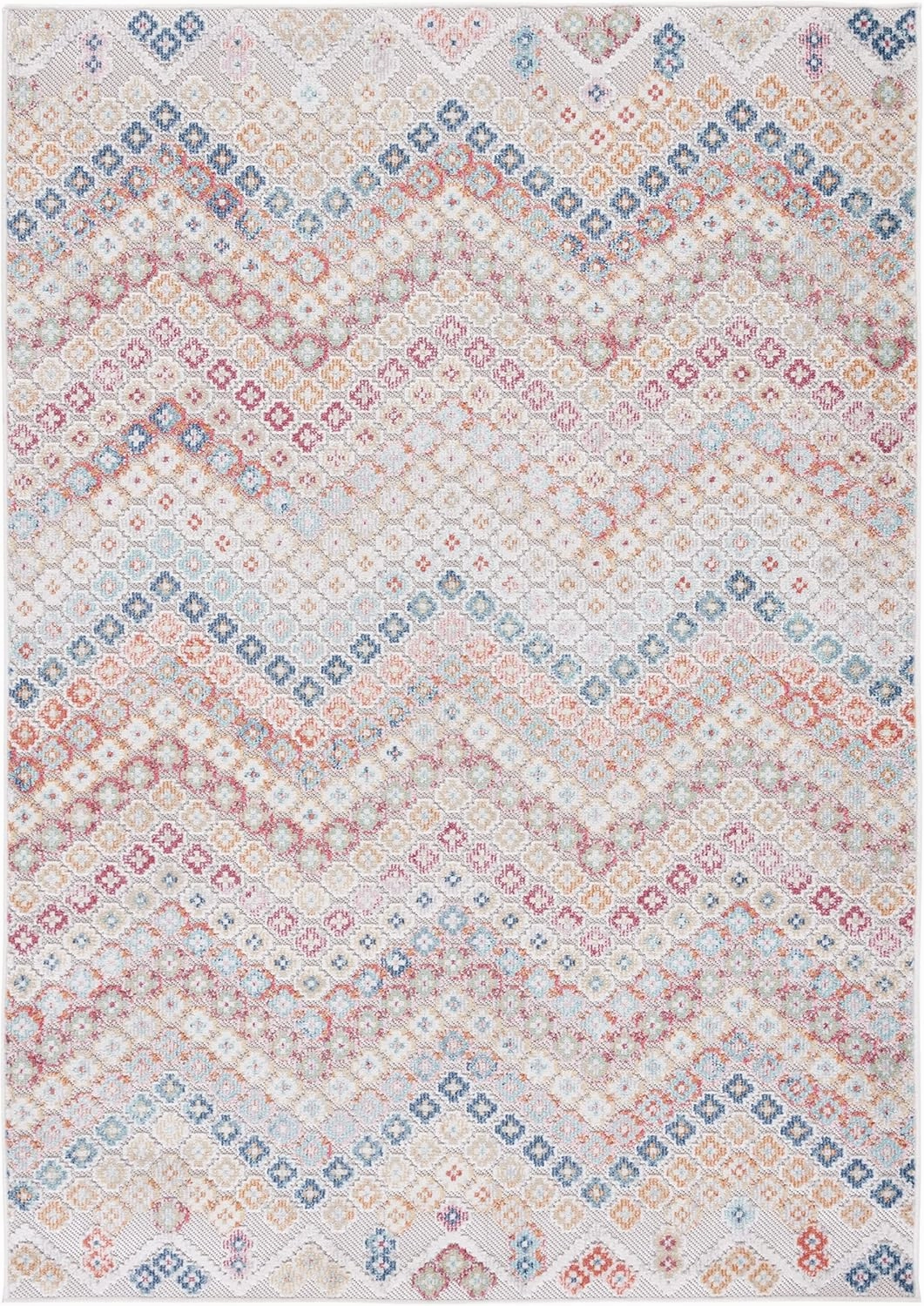 SAFAVIEH Cabana Collection Area Rug - 5'3" x 7'6", Rust Blue & Ivory, Boho Chevron Design, Non-Shedding & Easy Care, Indoor/Outdoor & Washable-Ideal for Patio, Backyard, Mudroom (CBN592P)