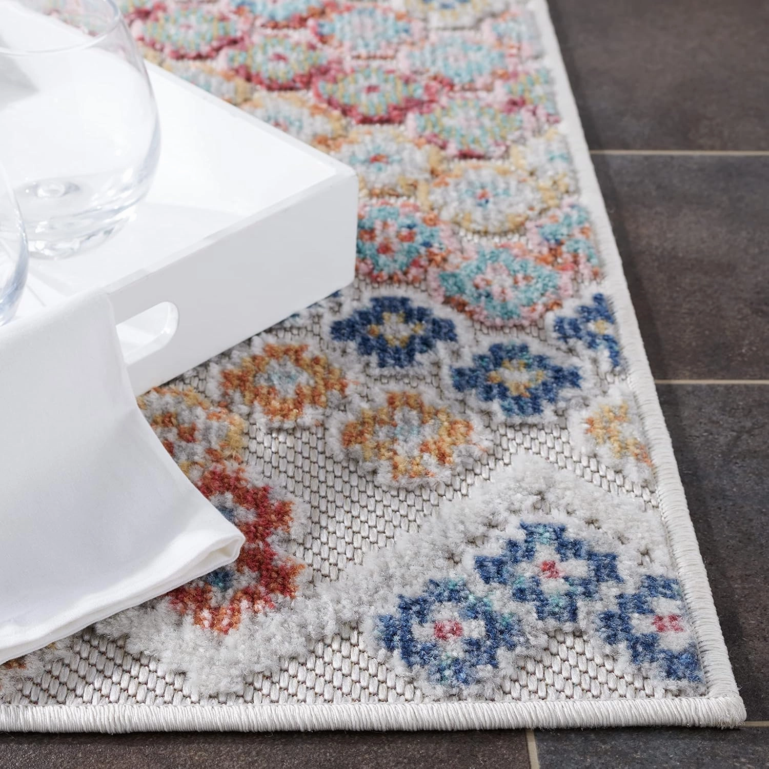SAFAVIEH Cabana Collection Area Rug - 5'3" x 7'6", Rust Blue & Ivory, Boho Chevron Design, Non-Shedding & Easy Care, Indoor/Outdoor & Washable-Ideal for Patio, Backyard, Mudroom (CBN592P)
